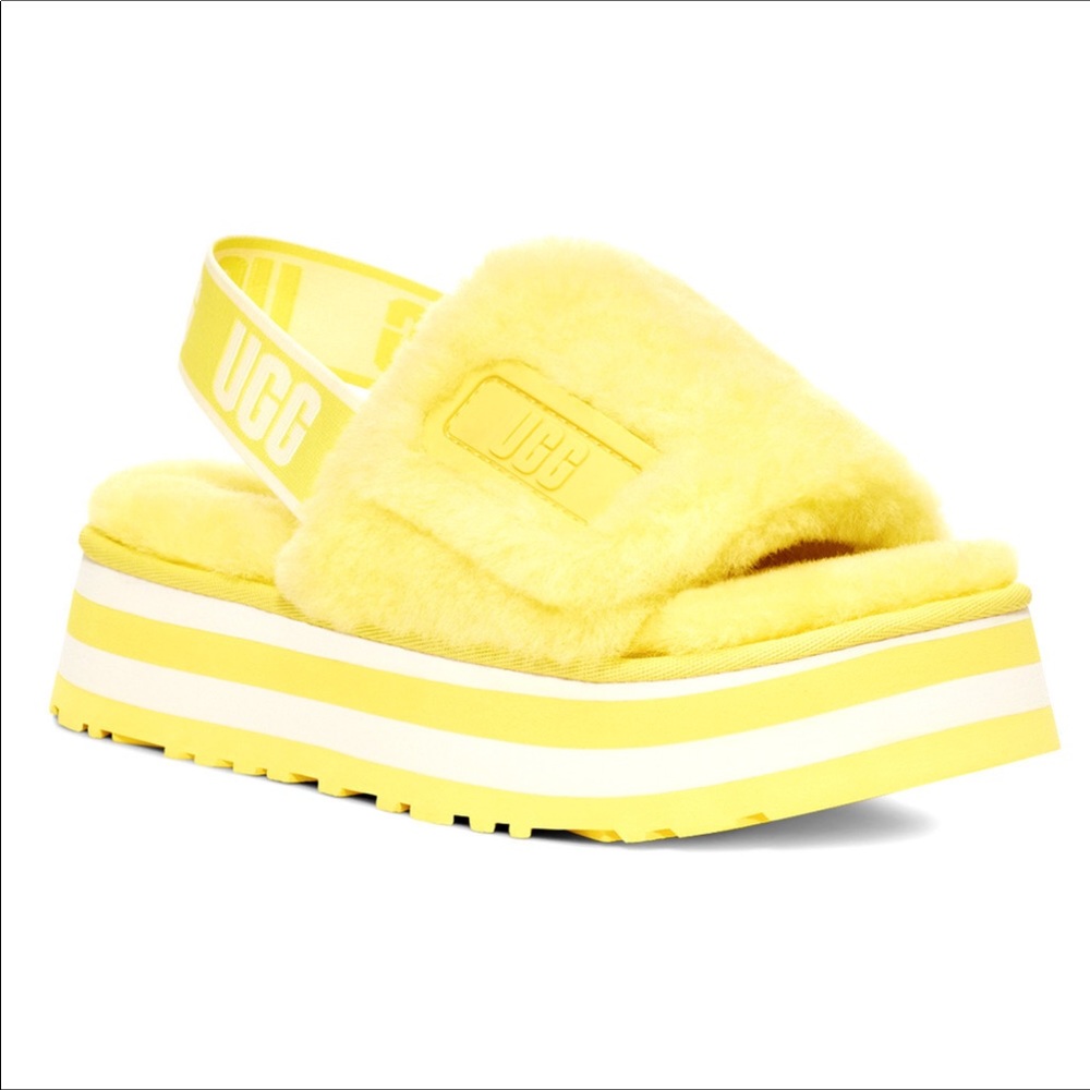 UGG women yellow disco slides